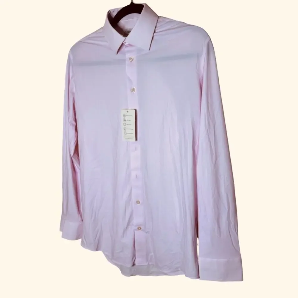 Collars & Co. Quattro Flex Dress Shirt with Semi-Spread Collar - Pink S
